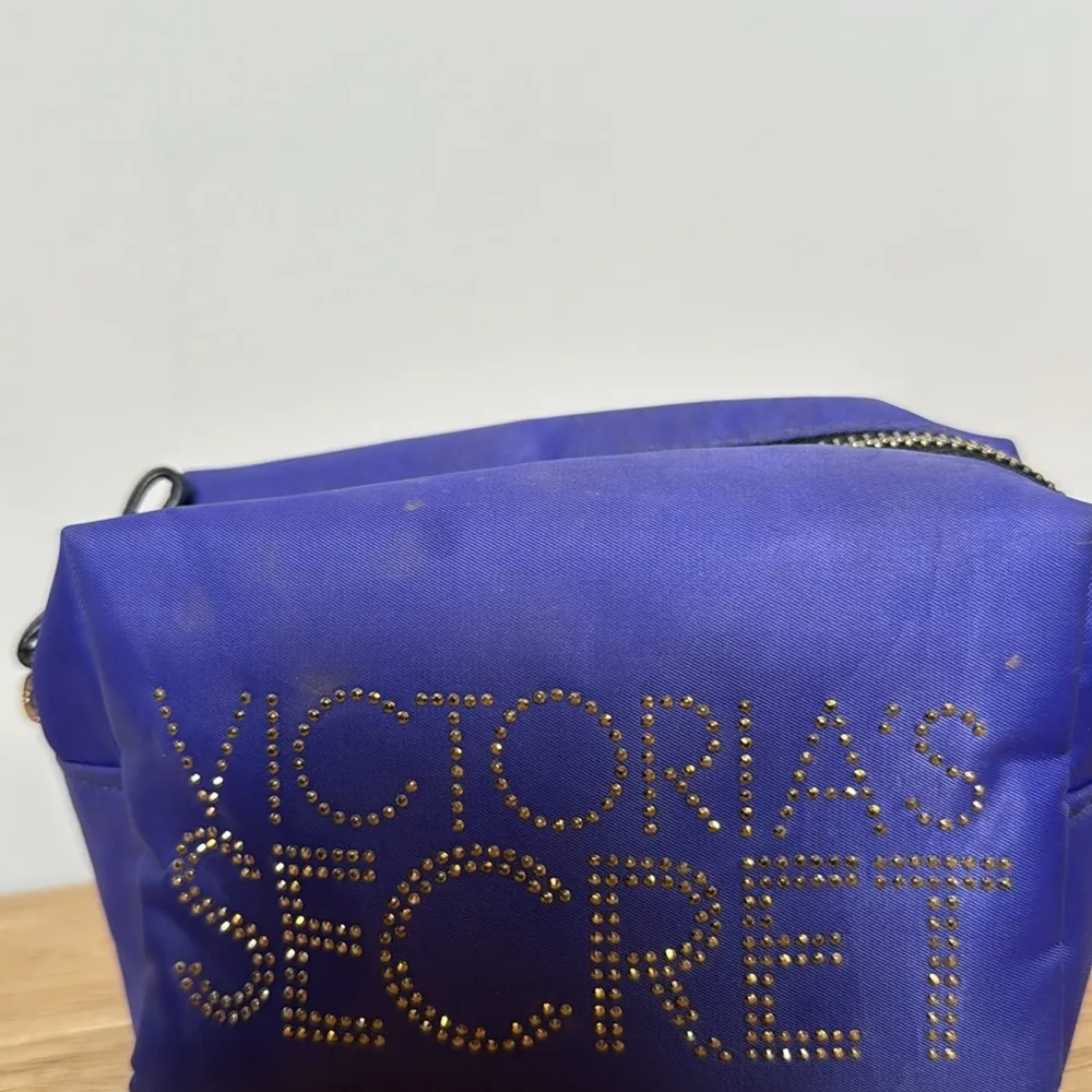 Victoria’s Secret Small Purple Bling Graphic Leopard Makeup Bag Travel Bag - Image 3