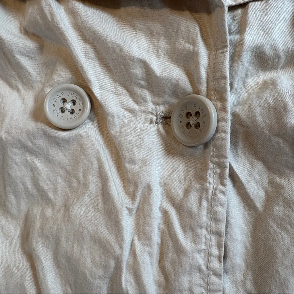 Vintage GAP Premium Khaki Jacket Women's M Double Breasted Military Buttons Belt - Image 8