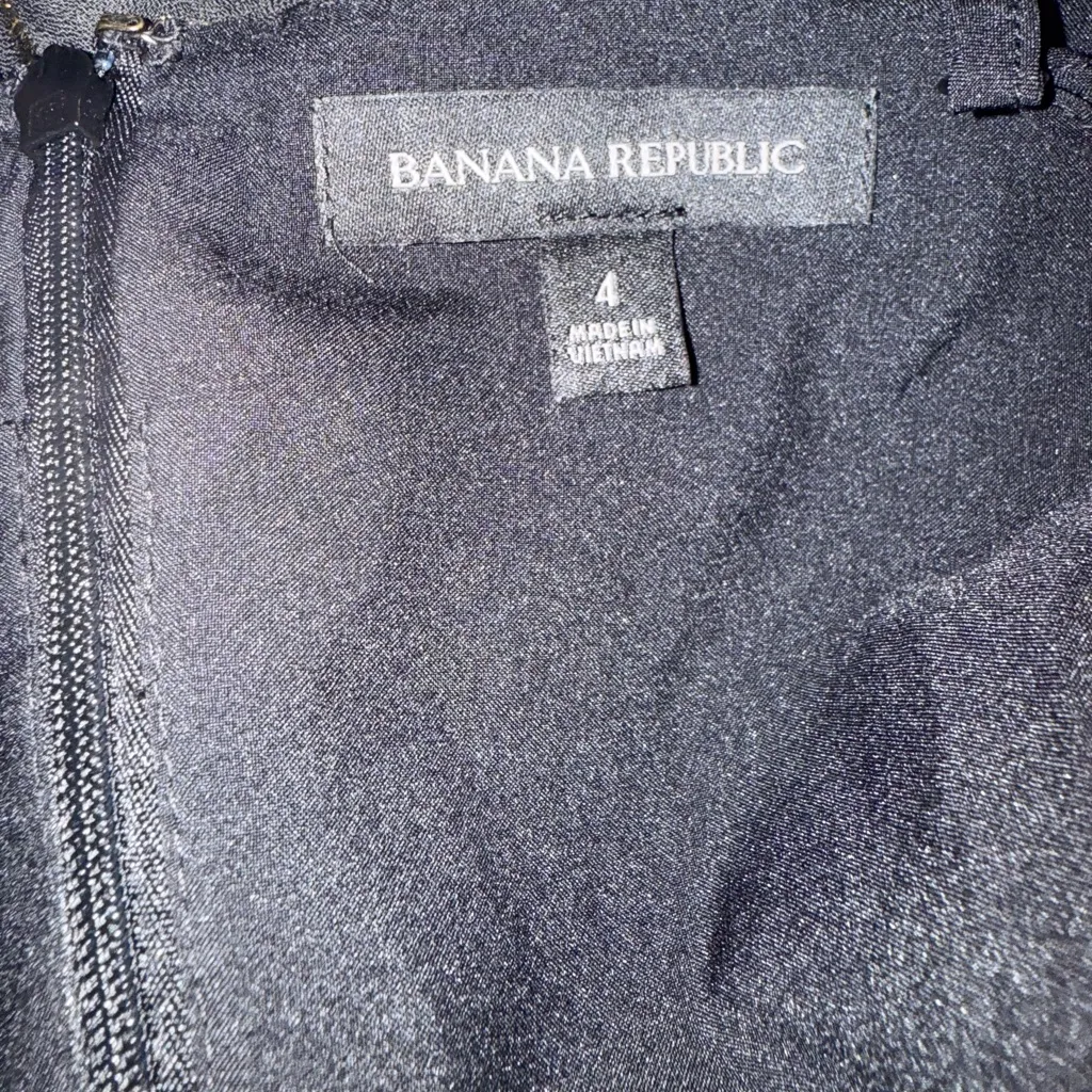 Banana Republic Black Strappy Flirty Gold Metallic Print Dress With Ruffle 4 - Image 8