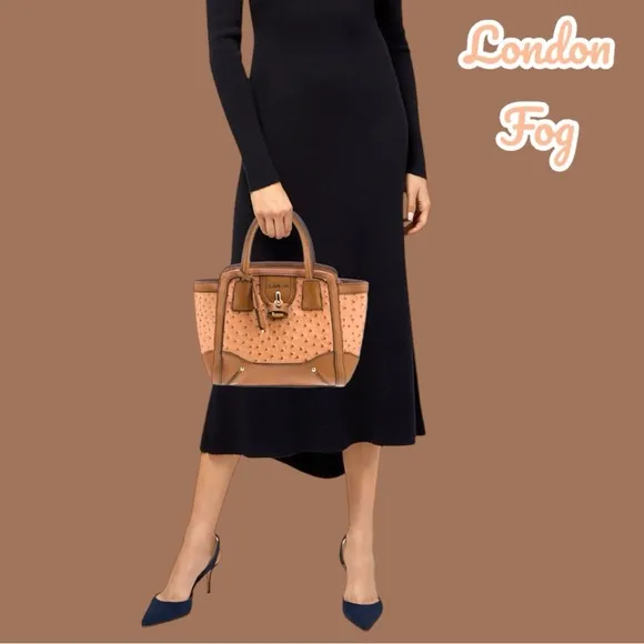 London Fog Tan and Brown ostrich top Women's Bag - Image 2