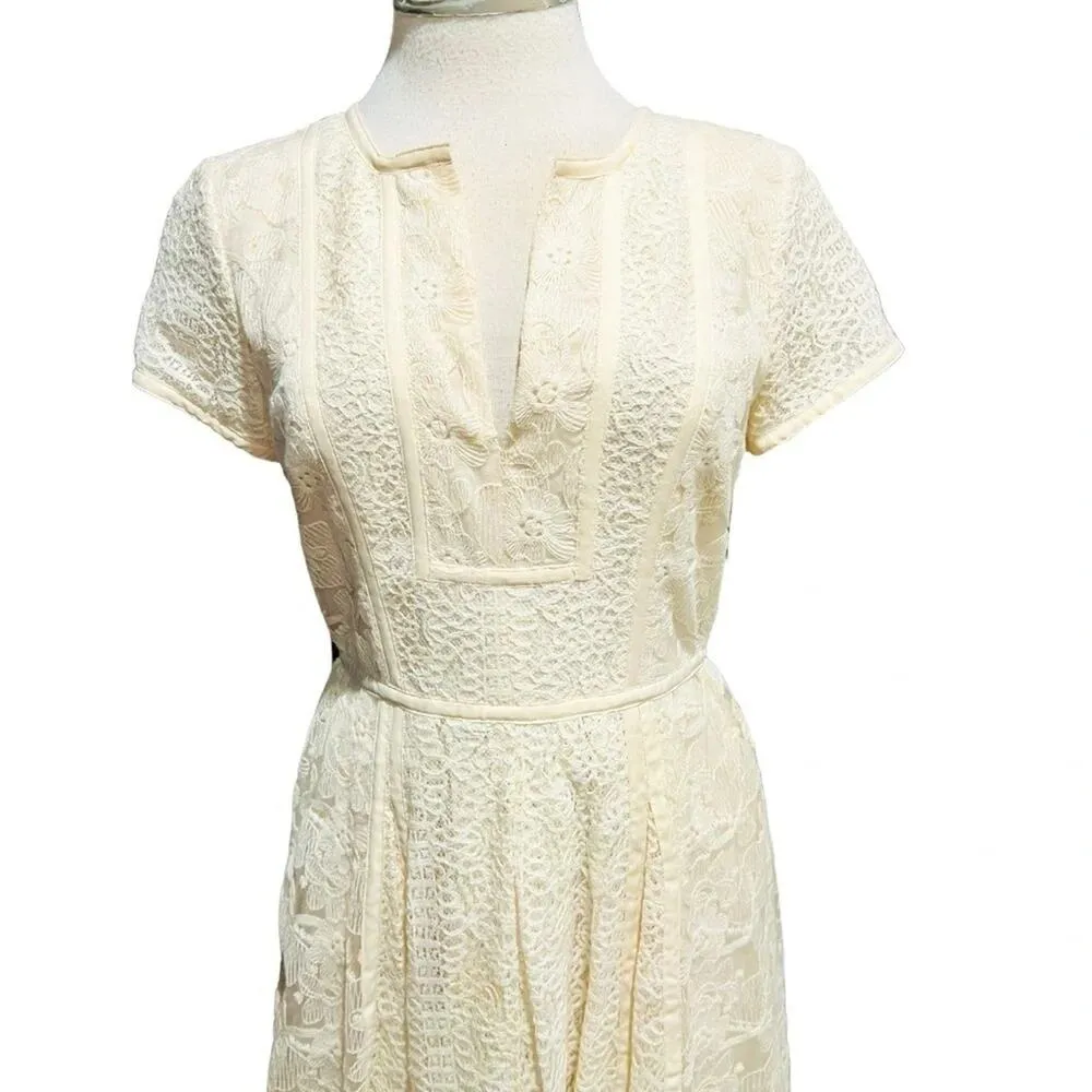BCBG MaxAzaria Kirsten Rose Whisper Dress Ivory Size 6 - Image 6