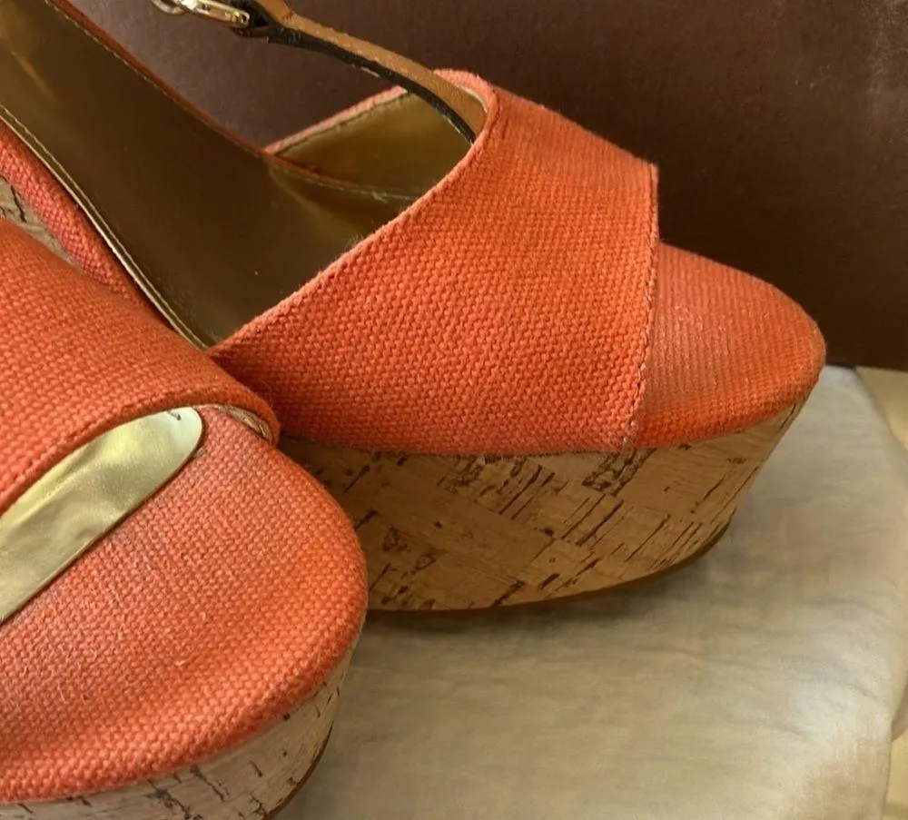 : Linden Canvas (Papaya Colored) Vegan Leather Wedge - Image 10