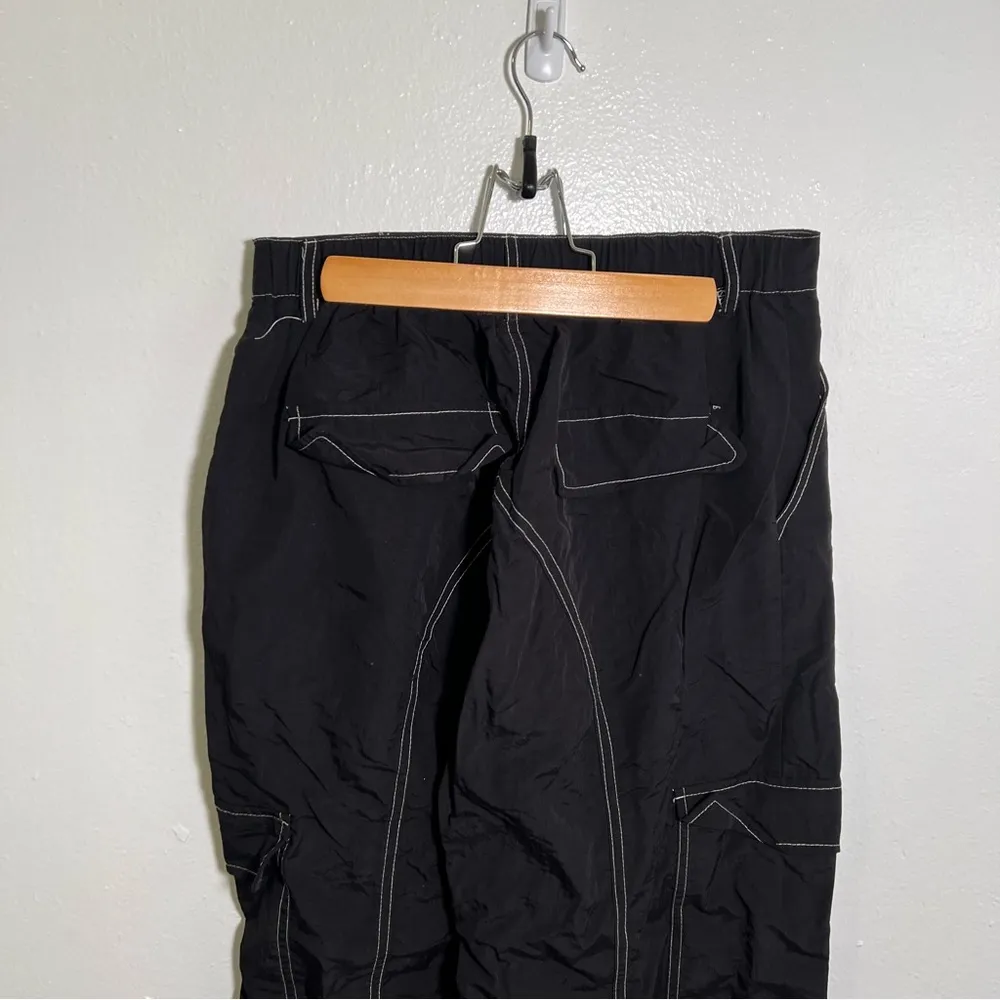 Brooklyn Karma Windbreaker Cargo Pants Black White Contrast Stitch M - Image 8