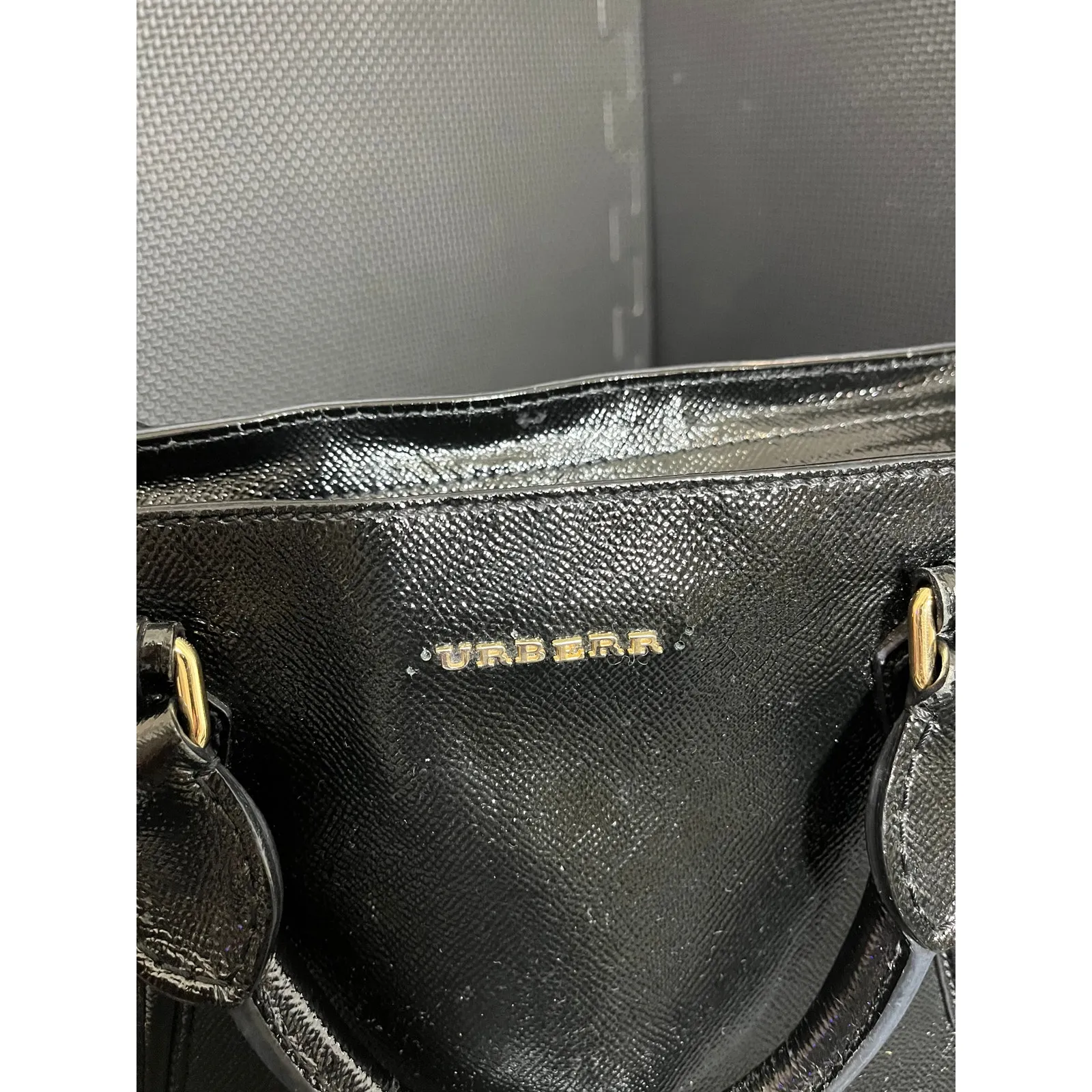 Burberry Patent Leather Somerford Tote Bag Black‎ Purse Womens - Image 2