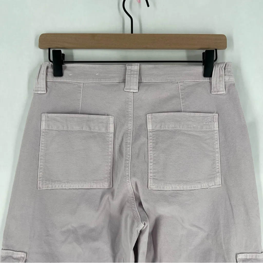 American‎ Eagle Stretch Cargo Straight Pant Lilac Ice High Rise Utility 4 Long - Image 7