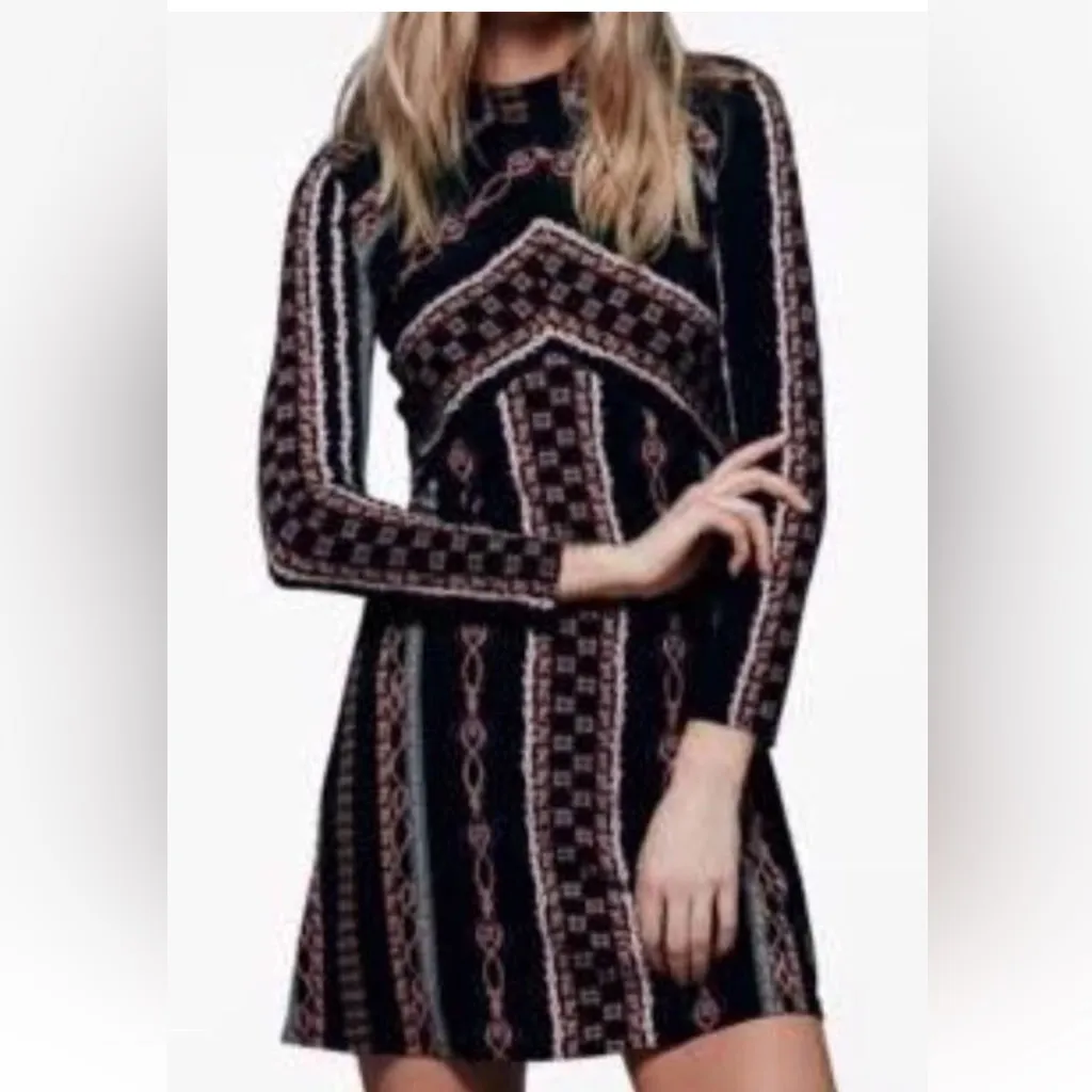 New With Tags Free People Stella Print Long Sleeve Dress Sz L - Image 4