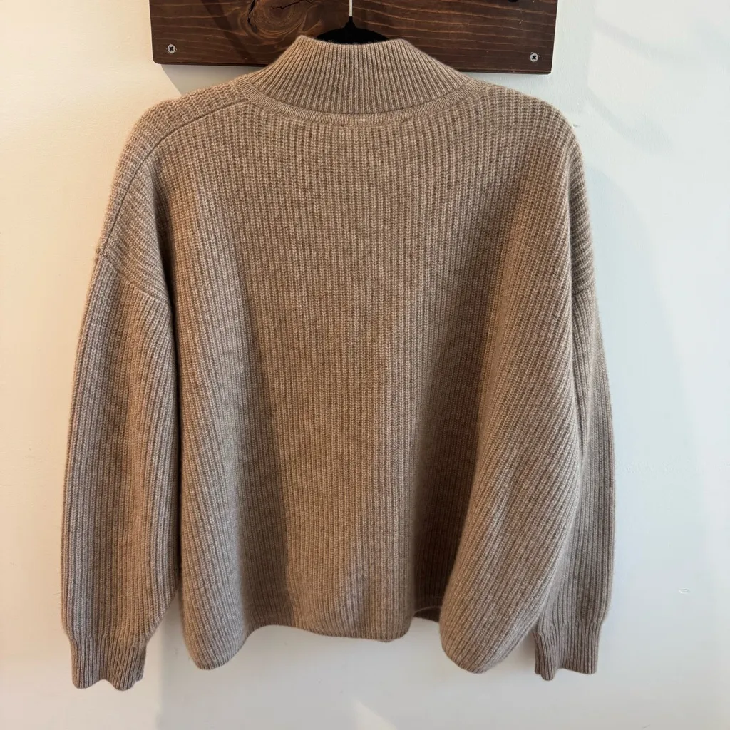 Jenni Kayne 100% Cashmere 1/2 Zip Sweater in Undyed Stone XXL - Image 6
