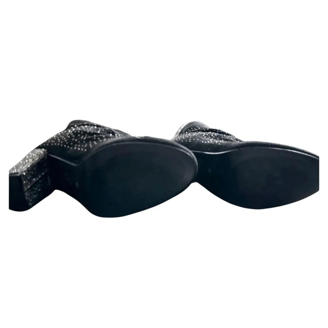 Atalina Black Suede Dress Bootie Womens Size 11 Round Toe Studded Block Heel - Image 7