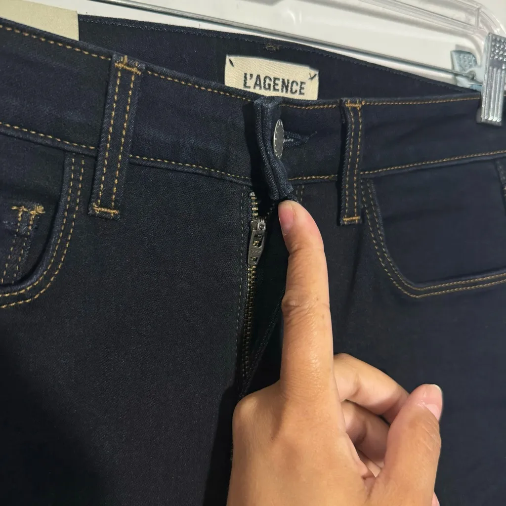 NWT L'agence Marguerite High Rise Skinny Jeans In Dark Blue Ink‎ Wash Size 24 - Image 4