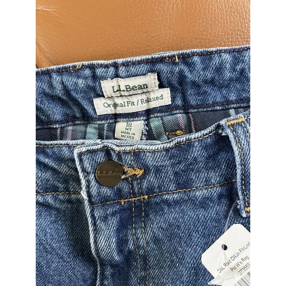 NWT L.L Bean Original Fit Flannel Lined Relaxed Straight Leg Women’s Jeans 18 MT - Image 7