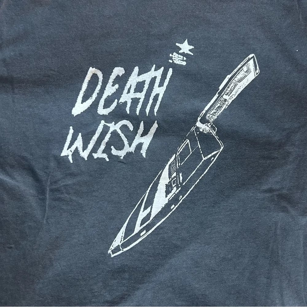 Death Wish Distressed Collar Graphic Tee - Image 3
