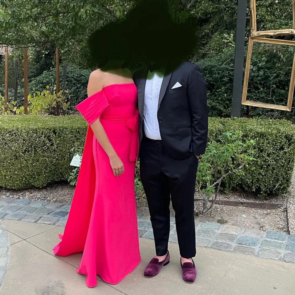 Jovani Women's Pink Pleated Bow Trumpet Gown Size 2 Dress EUC - Image 5