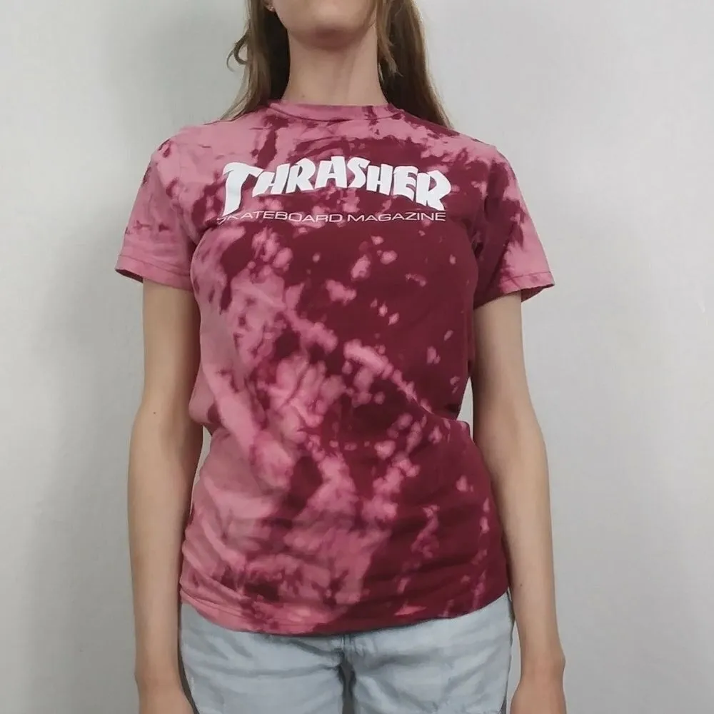 Thrasher Custom Bleach Dyed Maroon Tshirt - Image 2