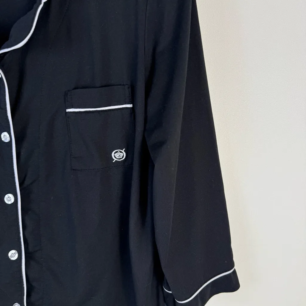 Born Black Pajama Set Medium Soft Button Top and Pants Lounge Sleepwear - Image 4