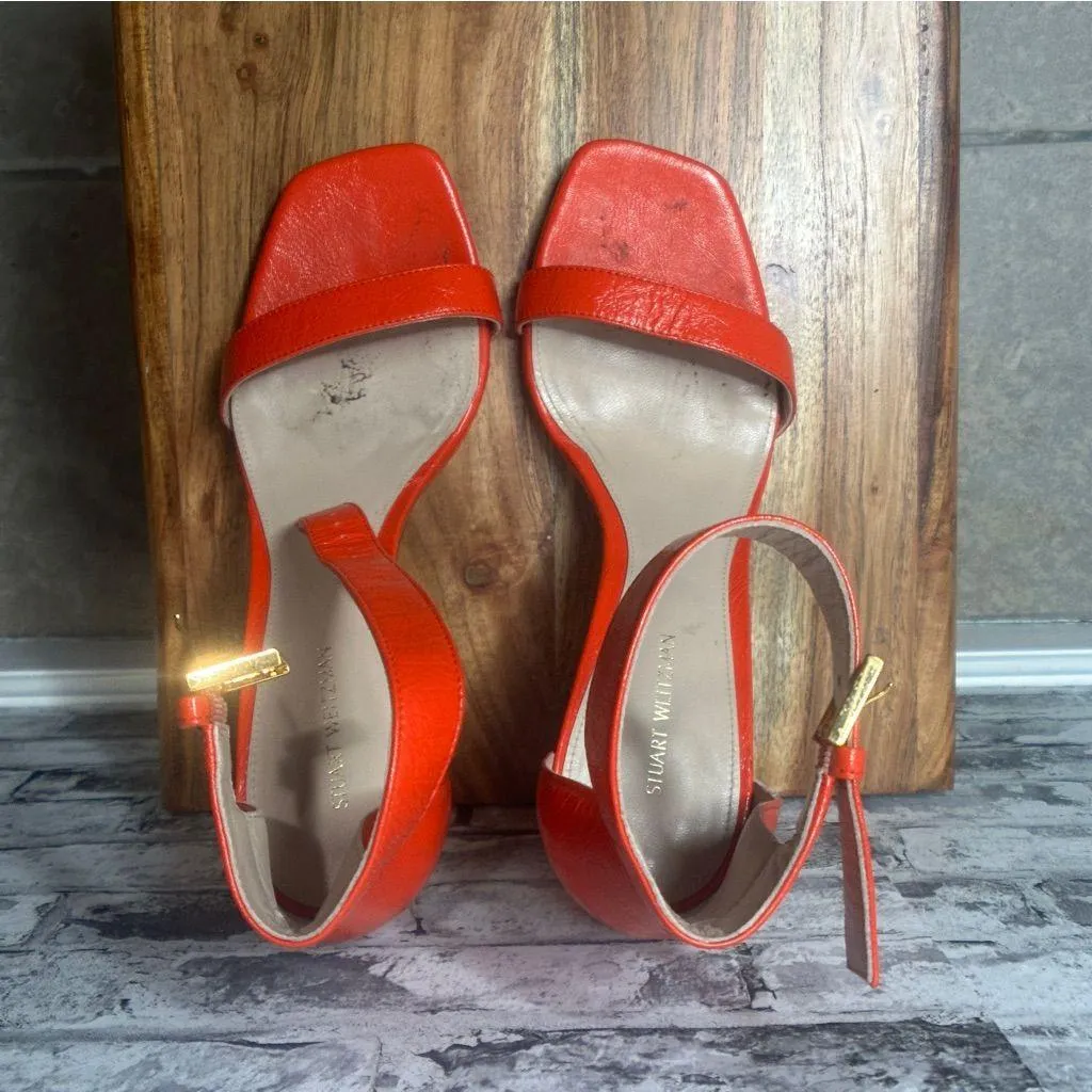 EUC Stuart Weitzman Red Ankle Strap Heels - Image 11