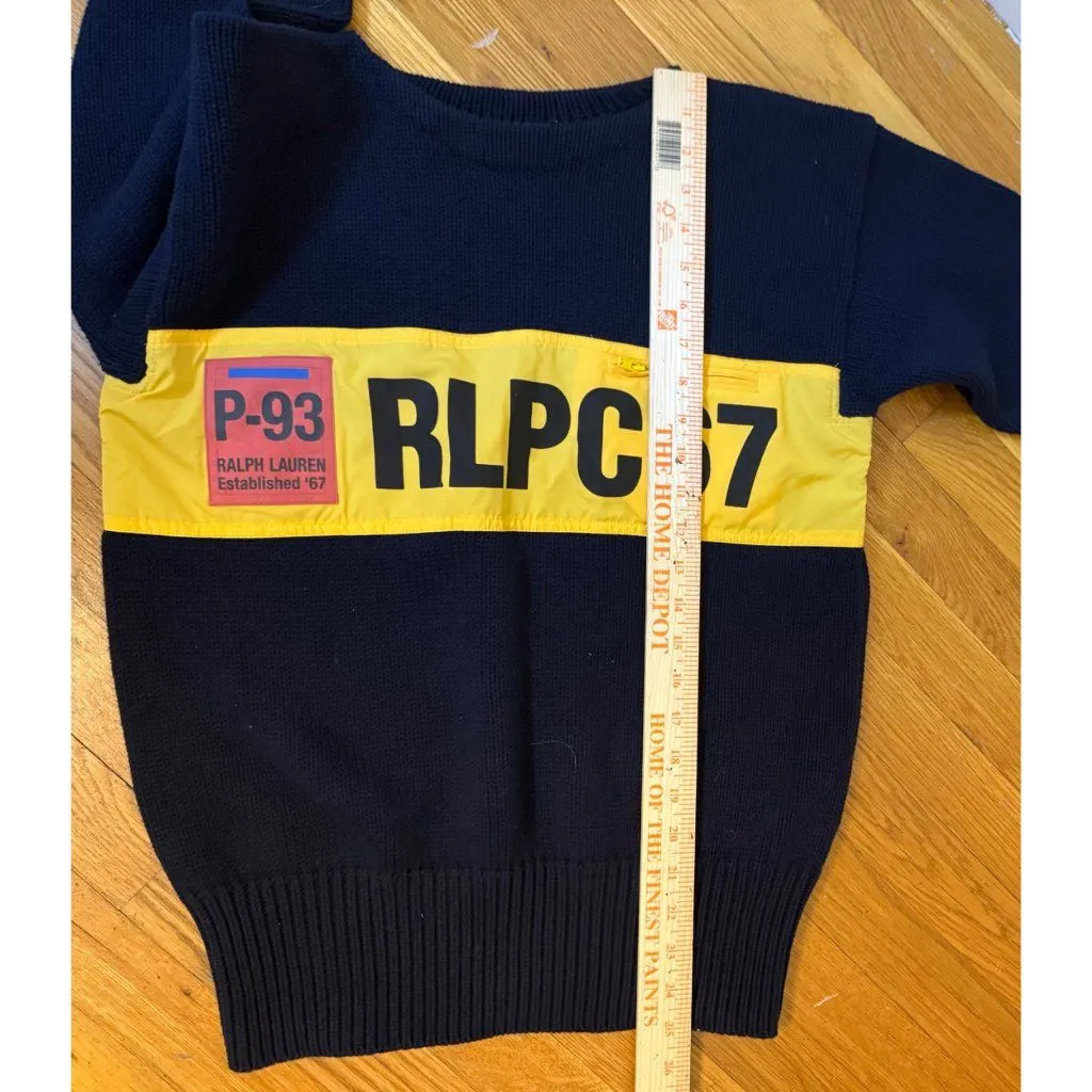 Polo Ralph Lauren P93 RLPC67 Navy Yellow Boat Knit Sweater XS - Image 7