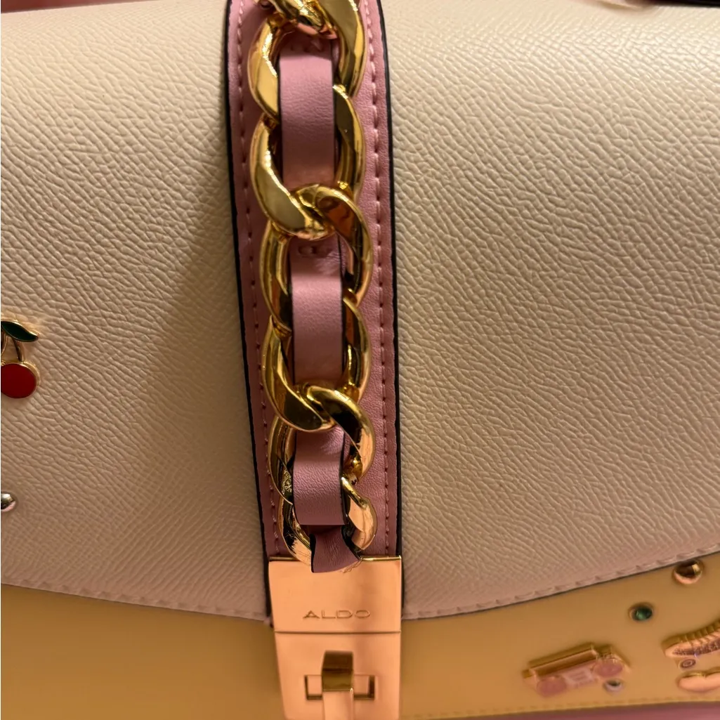 ALDO Colorblock Embellished Satchel with Charms & Gold Chain – NWT - Image 7