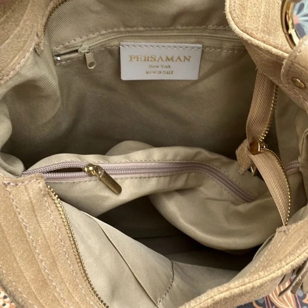 Persaman New York Adriana Python Leather Satchel Beige Handbag Made in Italy Tan - Image 11