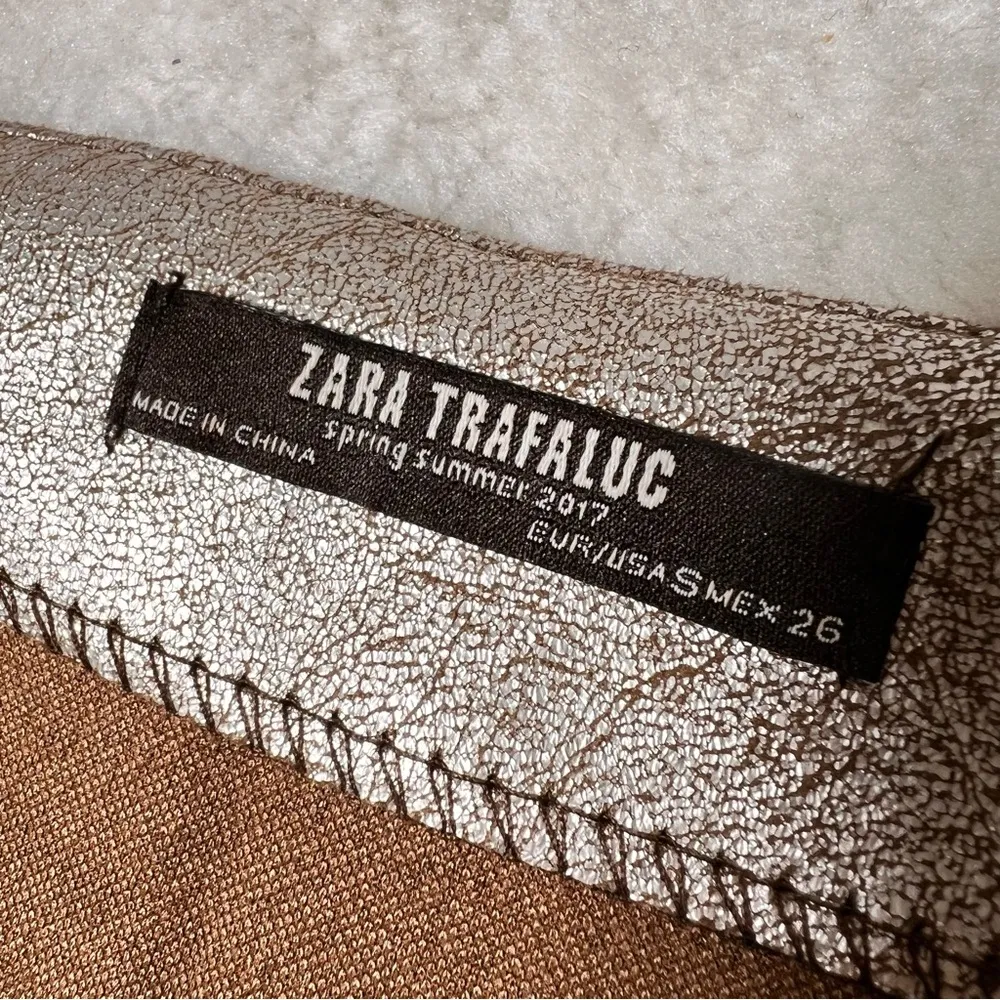 Zara Trafaluc Metallic Silver Faux Wrap Mini Skirt - Image 7