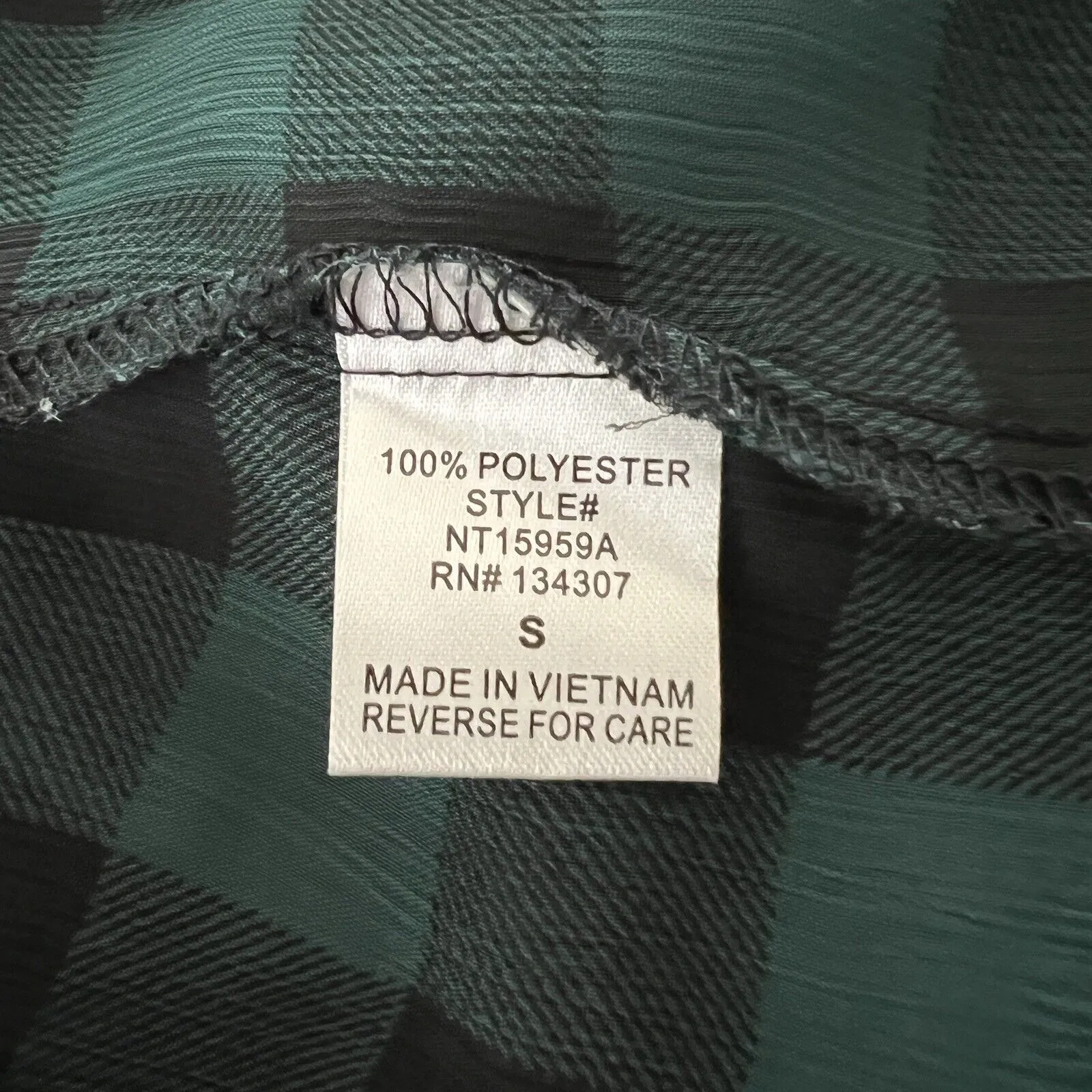 Lumiere Shirt Women Small Green Black Check‎ Print Sheer Casual Work Versatile - Image 6