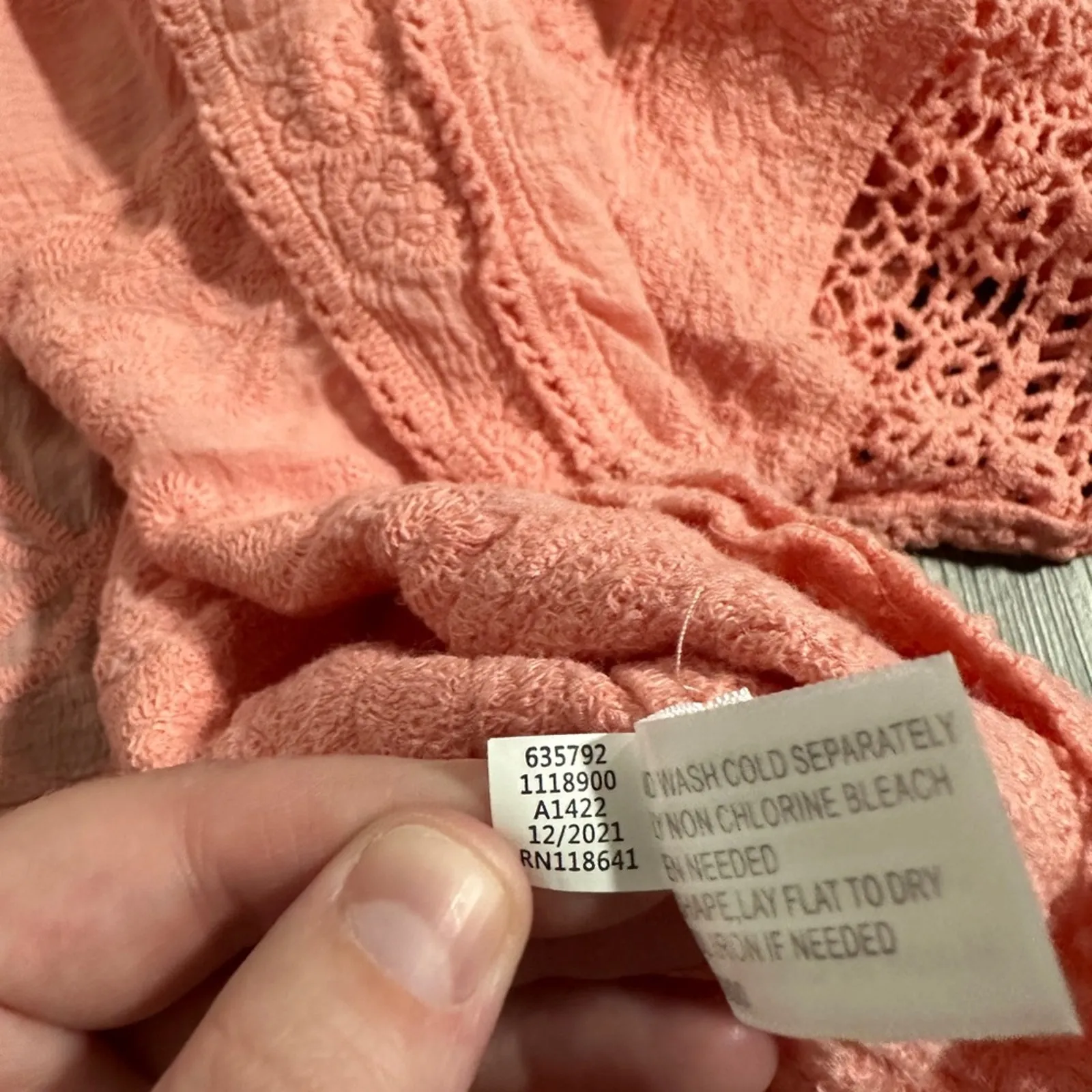 Lane Bryant Light Pink Tie-Hem Lace Crochet Short‎ Sleeve Top Size 22/24 - Image 9