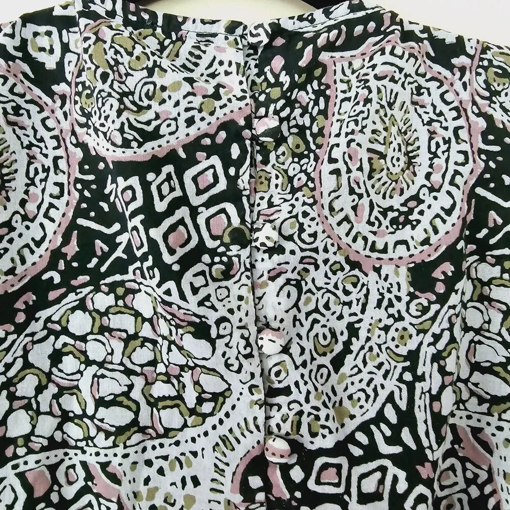 Cleobella Josephine Ankle Dress Midi Paisley Print Cut-Out Green Women's Size M - Image 11