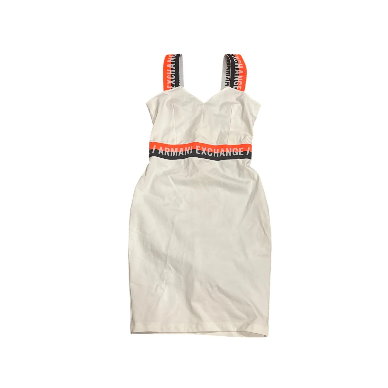 NWT XS Authentic Armani Exchange White Stretchy Dress Logo Bodycon Designer Y2K - Image 2