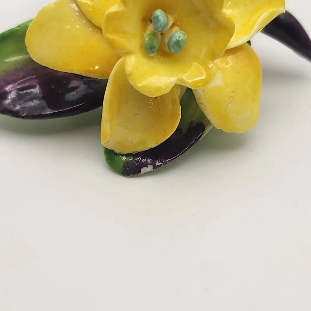 Vintage Cara China Staffordshire Yellow Flower Brooch - Image 5