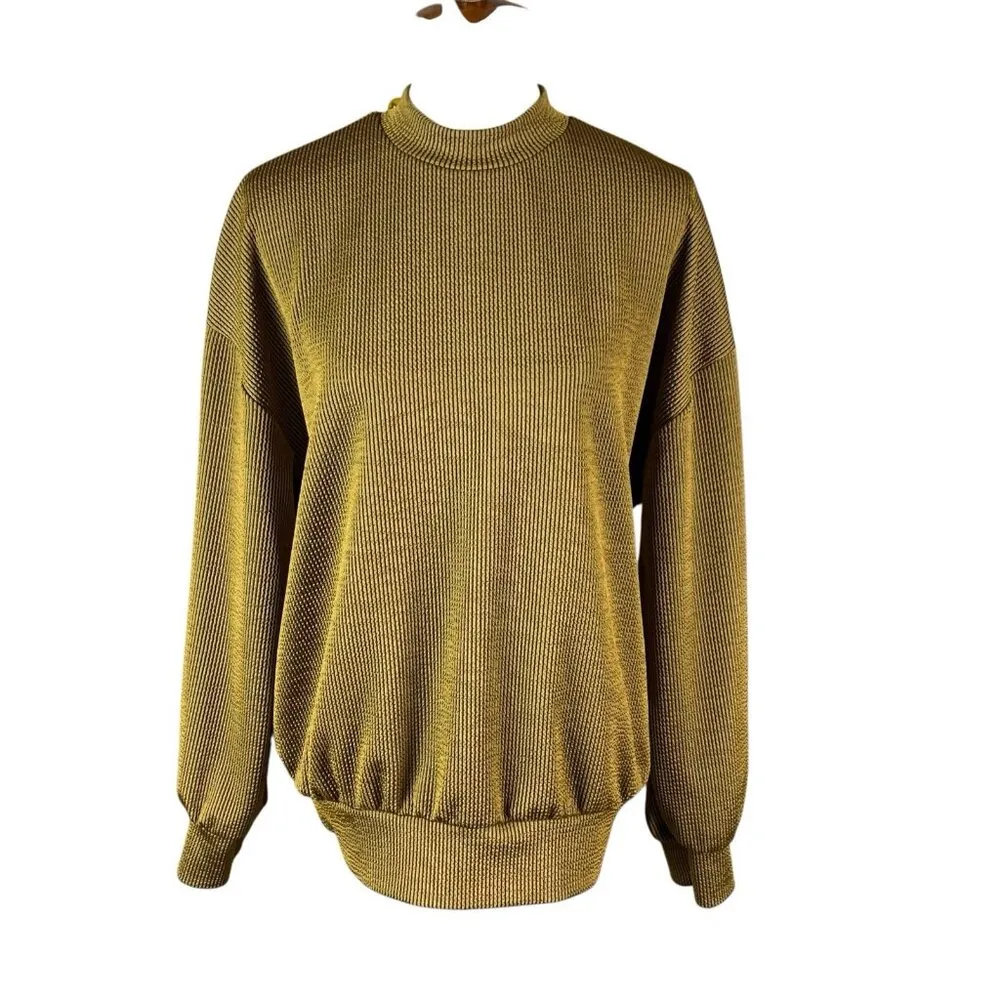 Zara Trafaluc Gold Black Stripe Ribbed Sweater Lightweight Knit M Edgy Trend - Image 2