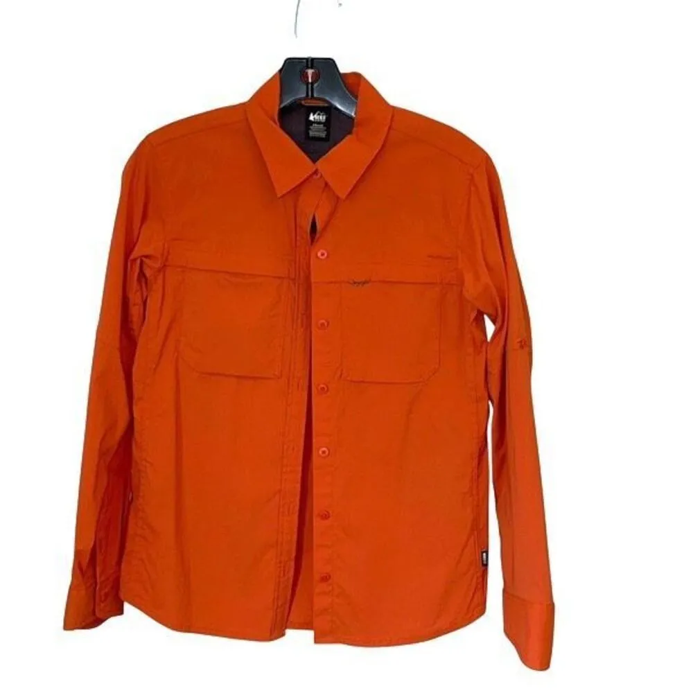 Rei Womens Sahara Long Sleeve‎ Button Down Shirt Orange Size XS - Image 2