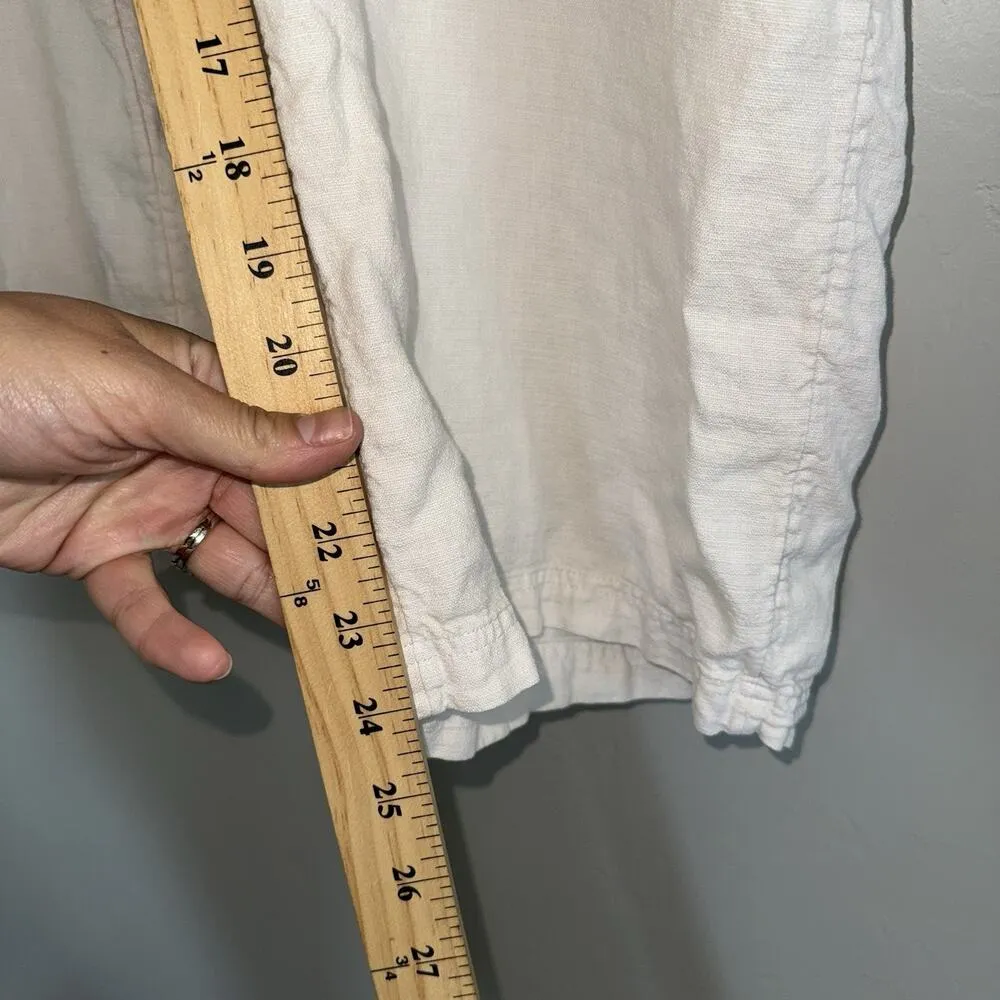 PURE JILL J Jill Linen Tencel Pull On Pants L Elastic Waistband Pockets Beachy Tan Size L - Image 4