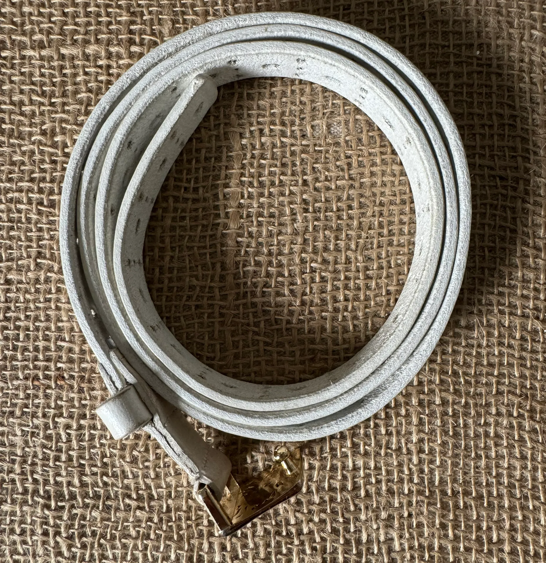 White Laser Cut Leather Belt Lrg - Image 2