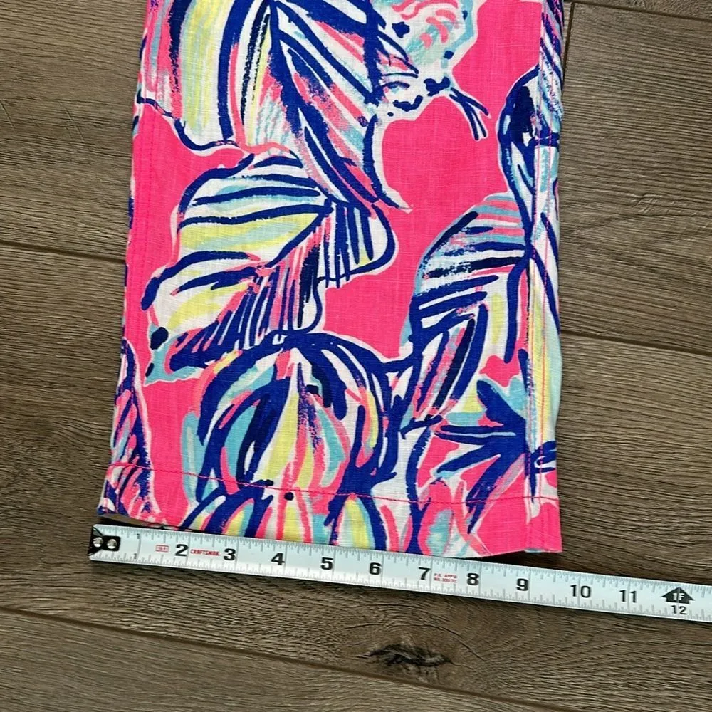 Galley Linen Pants Tiki Pink Cabana Crazed Linen Size 4 - Image 10
