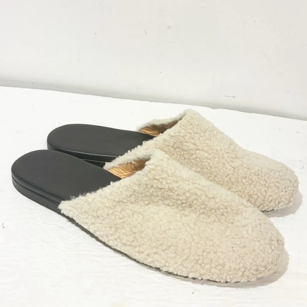 J‎ Crew Cream Sherpa Fleece Mules Slip On Shoe Size 12 - Image 3