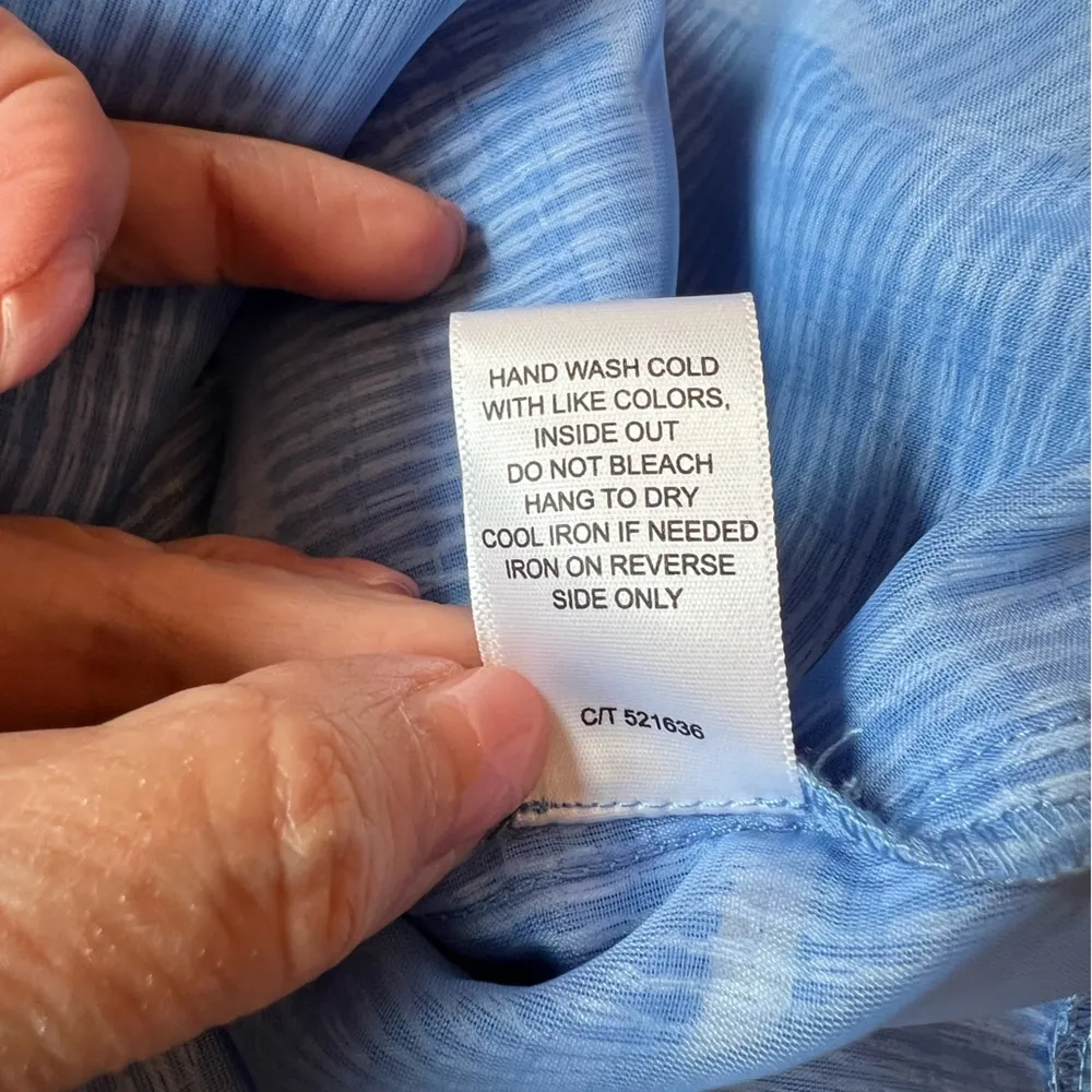 Just…Taylor Fit and Flare Sleeveless Blue and Cream Above The Knee Size 12P - Image 11