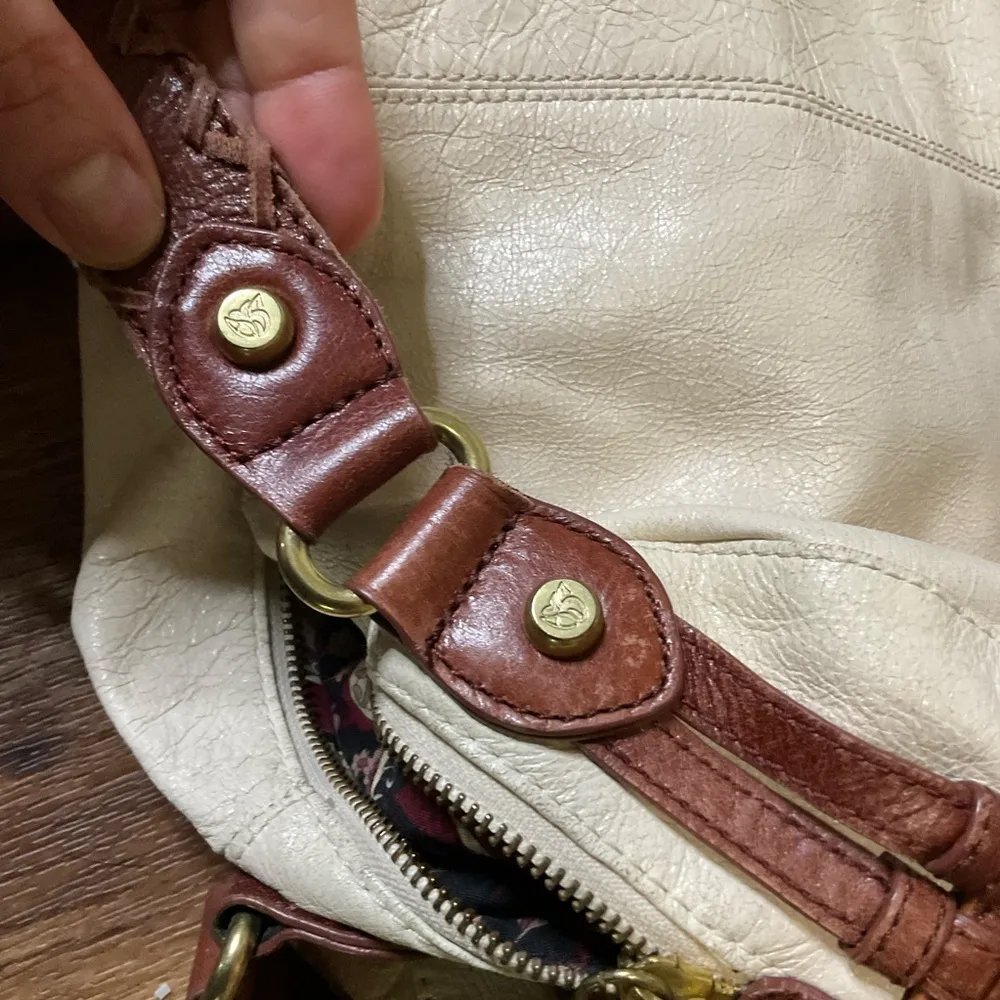 Allison Scott Handbag Purse White With Brown Leather‎ Detail Purse Shoulder - Image 13