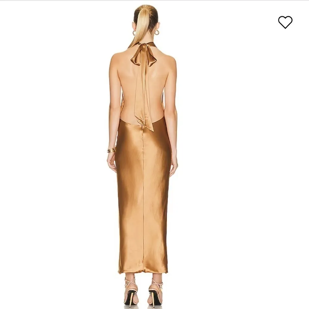 AEXAE Silk Maxi Dress in Light Brown Size XS - Image 4