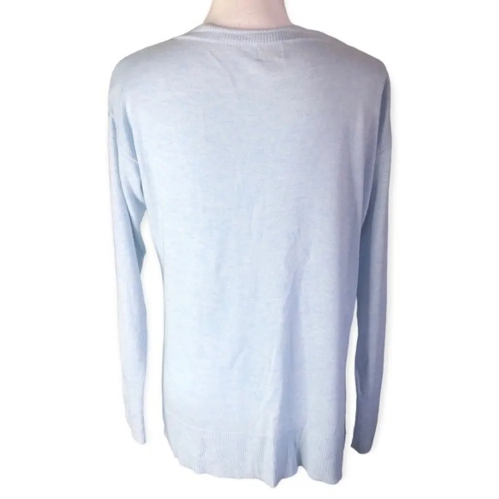 A New Day Light Blue V-neck Long Sleeve Pullover Sweater - Image 85