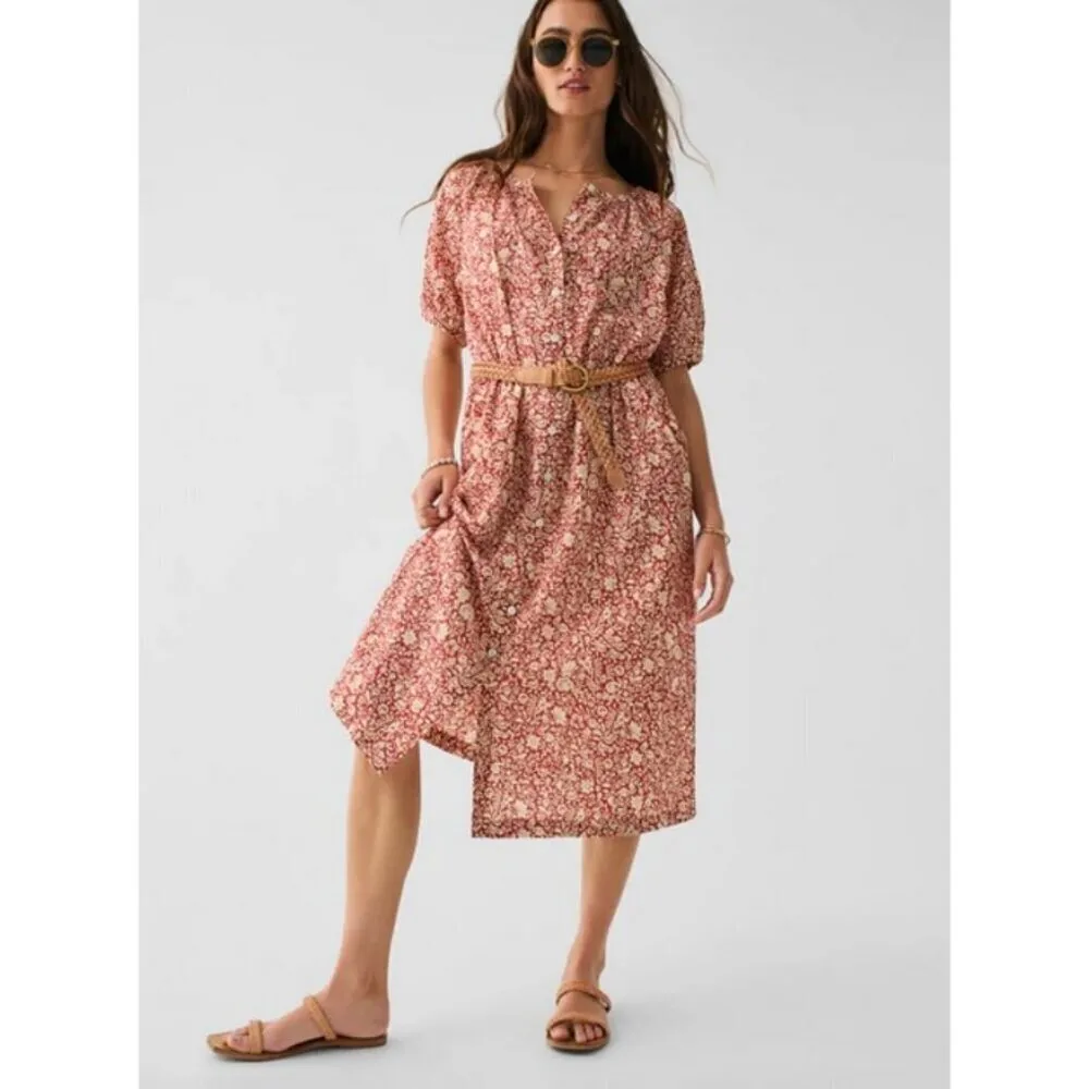💕FAHERTY💕 Carmel Dress ~ Tandoori Spice Sunrise Floral Print XS NWT - Image 2