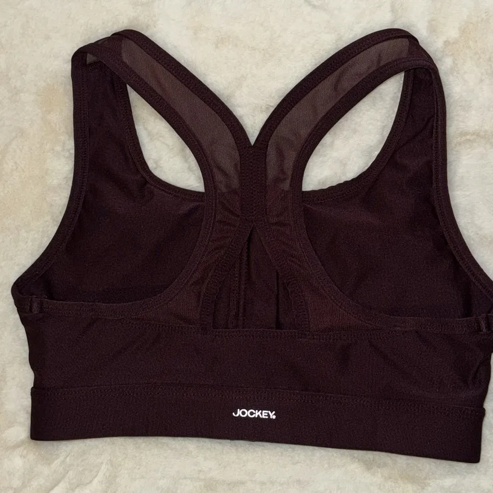 Jockey High Impact Zip Front Wireless Sports Bra Burgundy Women’s Small S Purple - Image 4