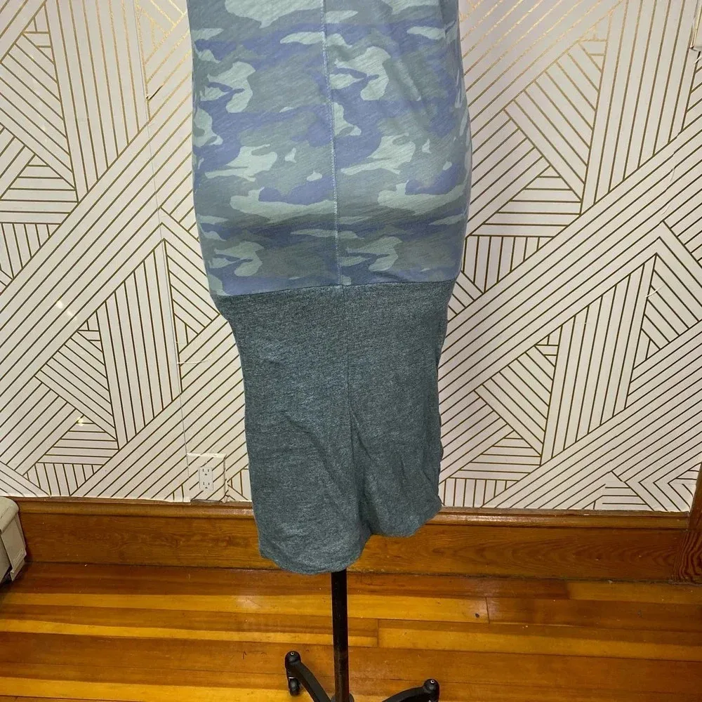 Monrow Camo Tee Shirt Dress Succulent Green Short‎ Sleeve Ruched Size US Small - Image 9