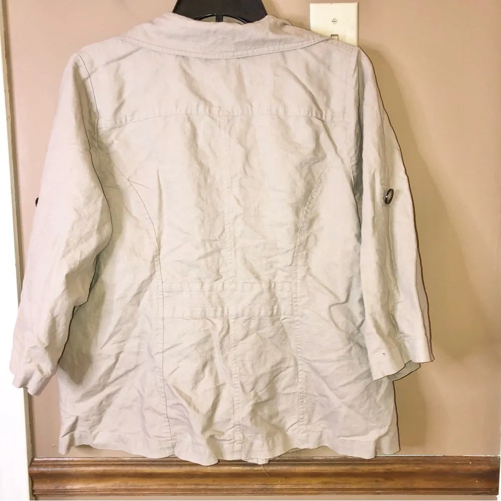 Lane Bryant‎ Ecru Linen Blend Utility Jacket Tan 14/16 - Image 2