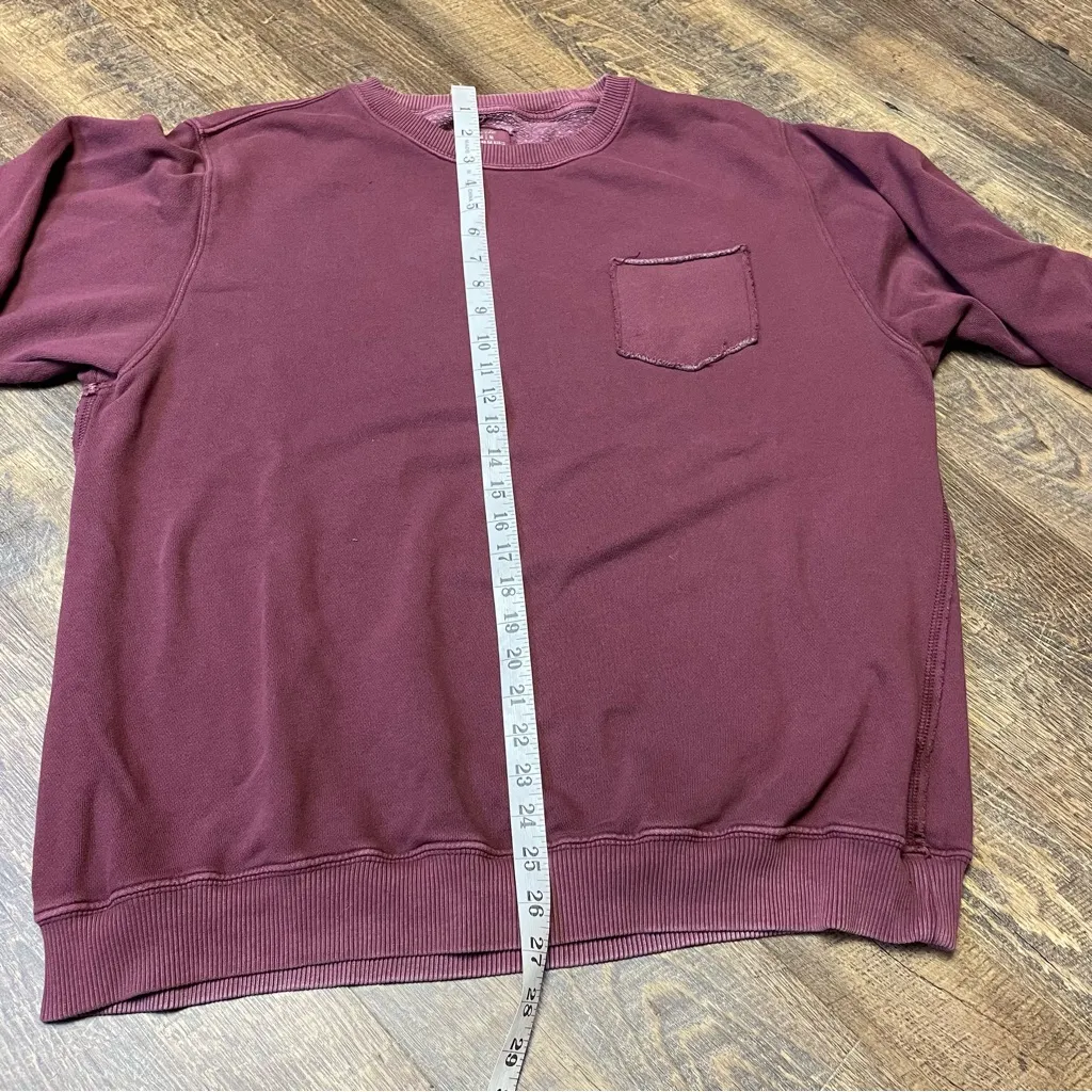 Aerie The Chill Crewneck Sweatshirt Women Medium Oversized Wine Long Sleeve Cozy - Image 5