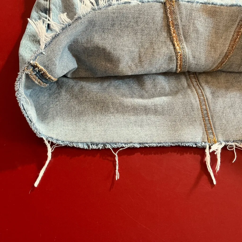 Everlane Skirt Women’s Size 27 Denim Deconstructed Raw Hem Mini Jean Skirt Blue - Image 8