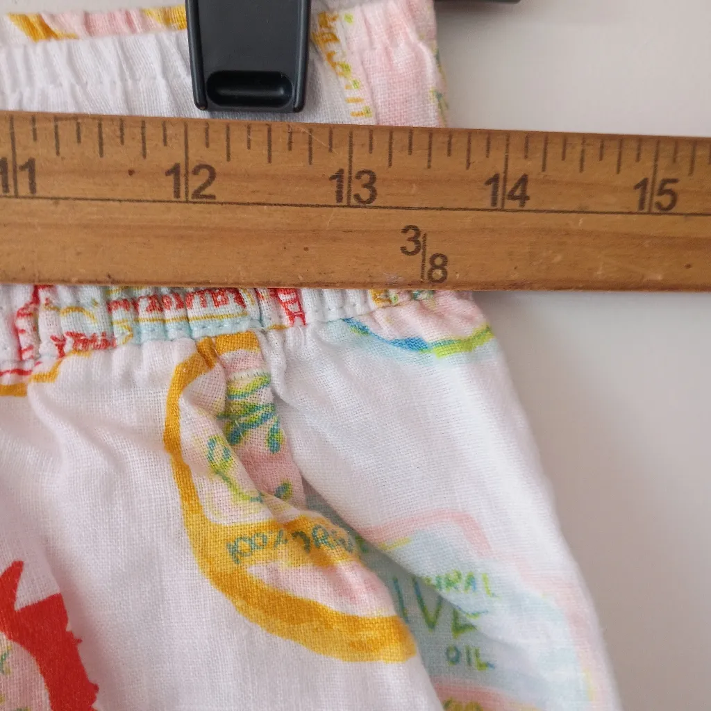 Cynthia Rowley Linen Olive Oil Print Wide Leg‎ Pants White Multicolor Sz Small - Image 3