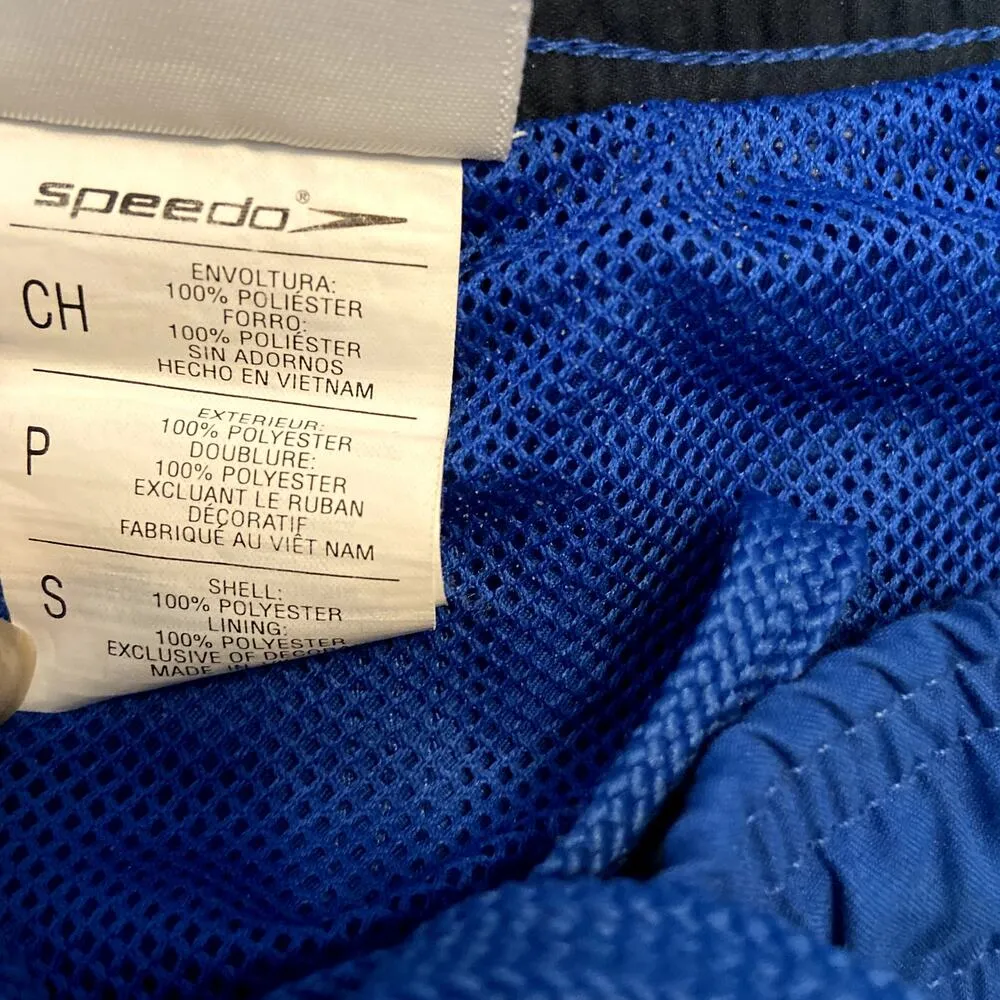 Speedo Swim Shorts Blue Mesh Lined Logo Drawstring Waist Small - Image 3