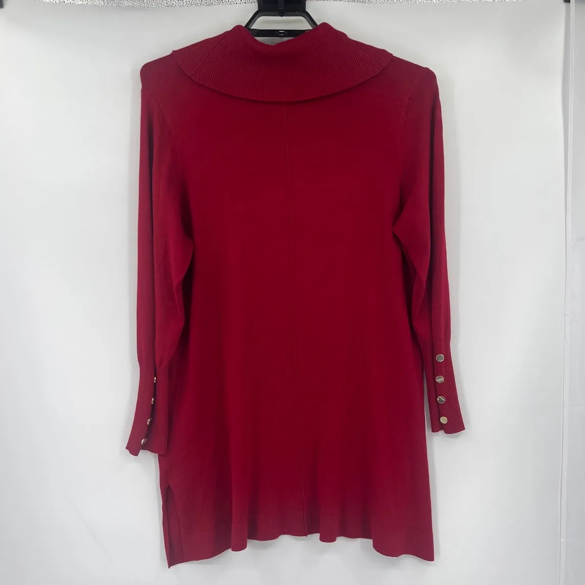 The Limited Cowl Tunic Sweater Sz 1X Gold Button Garnet Holiday Preppy Office - Image 4