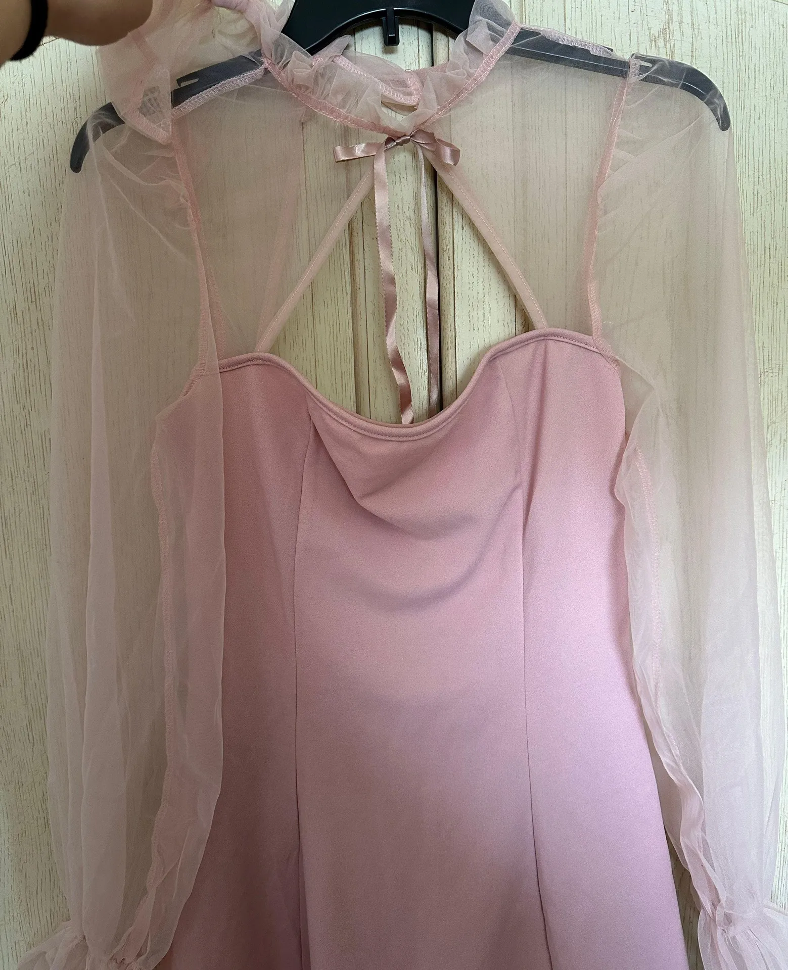 Pink Dress With Mesh Arms - Image 2