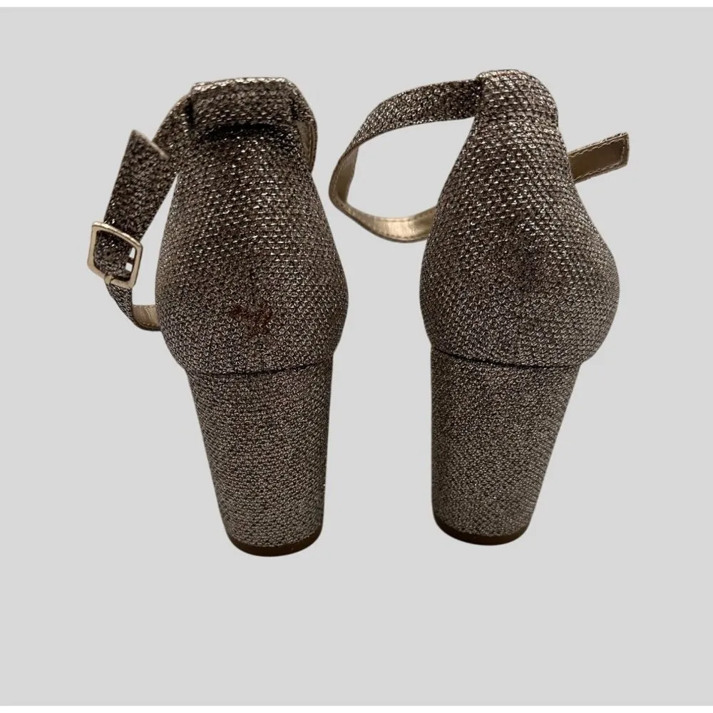 Bandolino Glittery Gold Open Toe Block Heel Sandals Ankle Strap Buckle Closure - Image 4