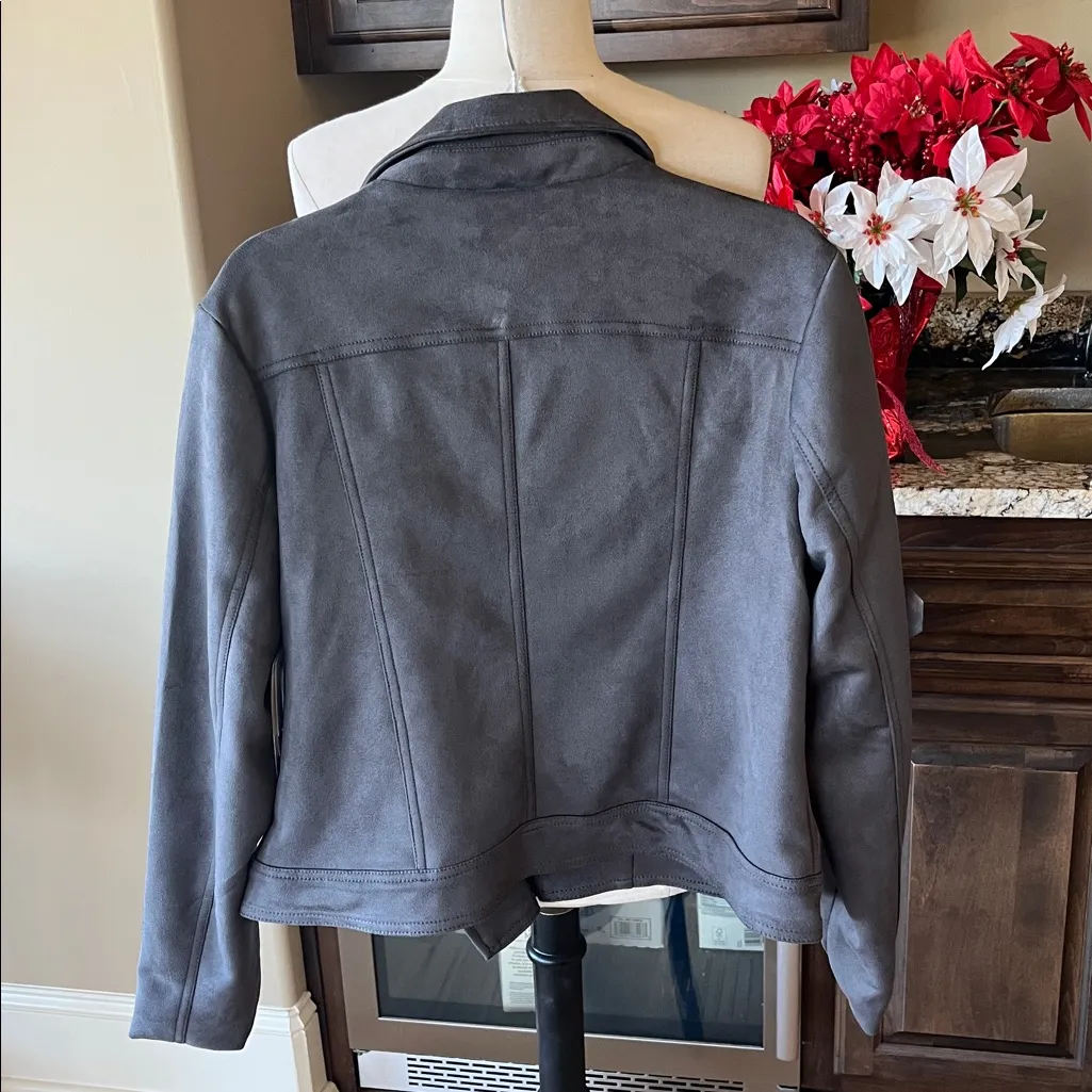 Jacket Philosophy Charcoal Gray Faux Suede Leather Womens Medium - Image 3